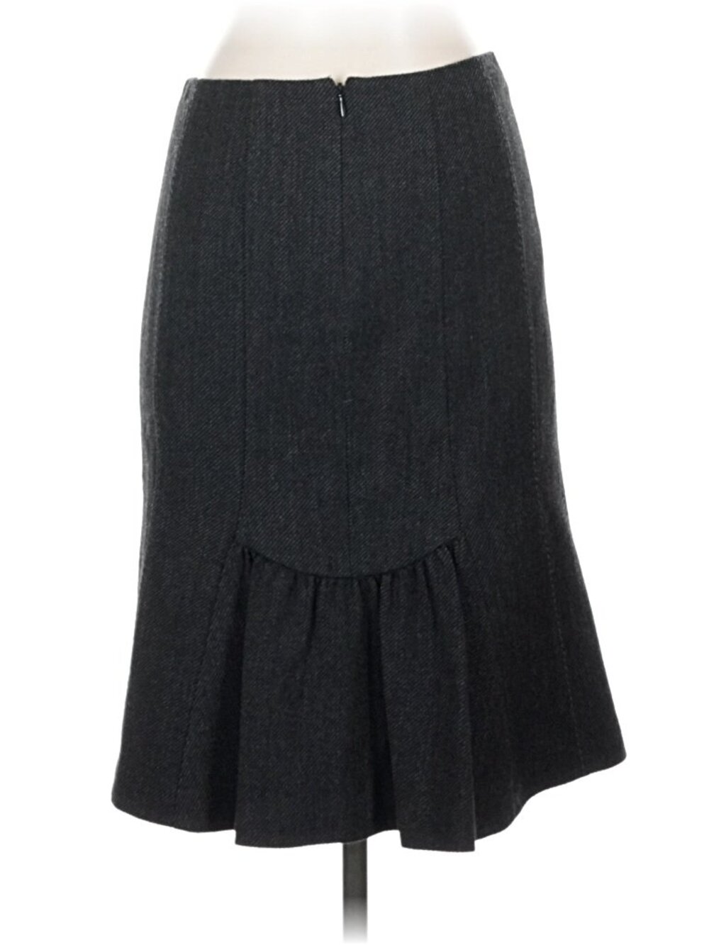 Rebecca Taylor Wool Blend Formal Skirt Charcoal Gray Flounce Hem Size 4 - Picture 4 of 5